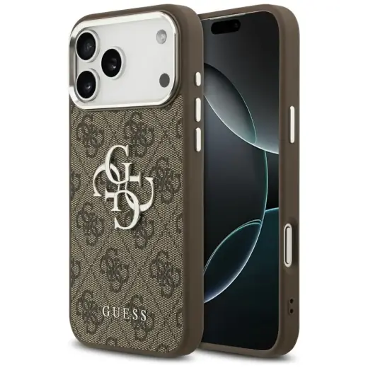 Guess 4G Big 4G Classic Logo чехол для телефона iPhone 17 Pro Max коричневый серый