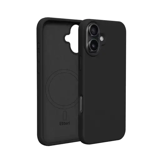 Etteri Silicone telefono dėklas su MagSafe palaikymu iPhone 17 juodas