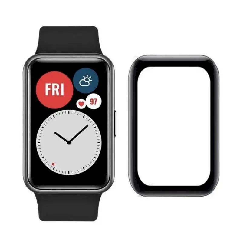 Fusion Nano 9H aizsargstikls pilnam ekrānam Huawei Watch Fit melns