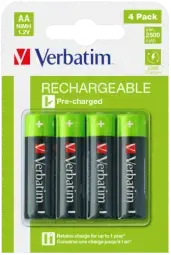 Verbatim AA Premium Rechargeable Batteries 4-Pack