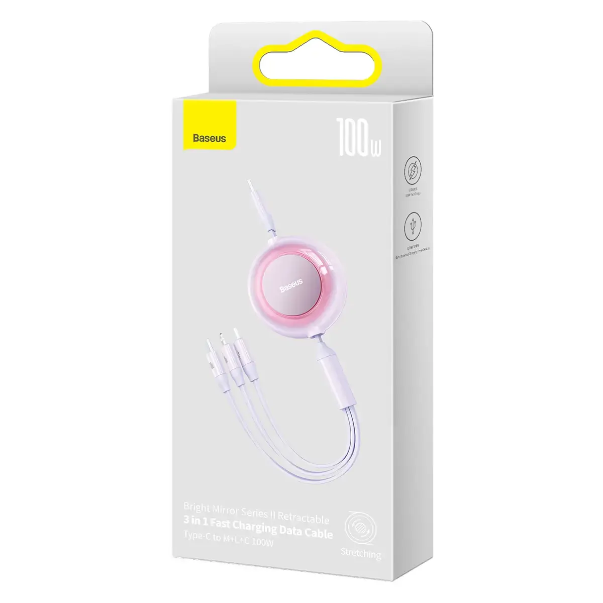 Baseus Cable Bright Mirror 2 3 in 1 - Type C to Micro USB, Lightning, Type C - 100W 1,1 metres (CAMJ010205) purple