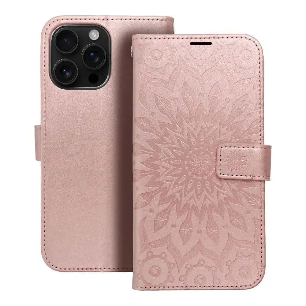 MEZZO mandala grāmatveida maciņš telefonam iPhone 16 Pro Max rozā