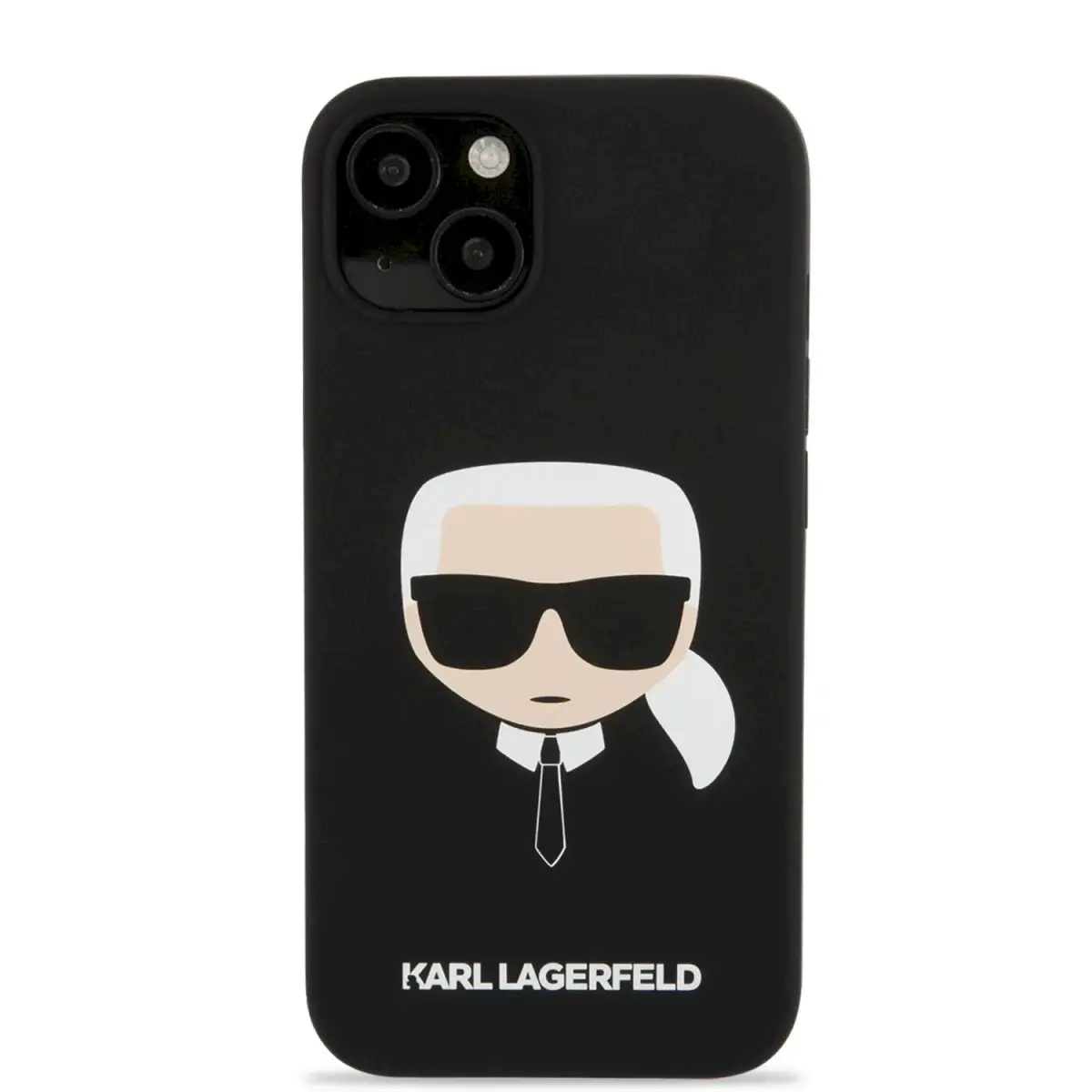 KLHCP13MSLKHBK Karl Lagerfeld Liquid Silicone Karl Head Case for iPhone 13 Black