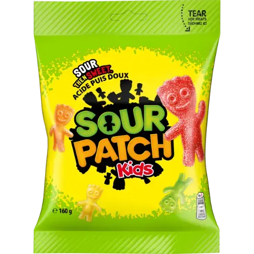 Sour Patch Kids Mixed fruit flavor jelly candies with sour sugar coating 160g