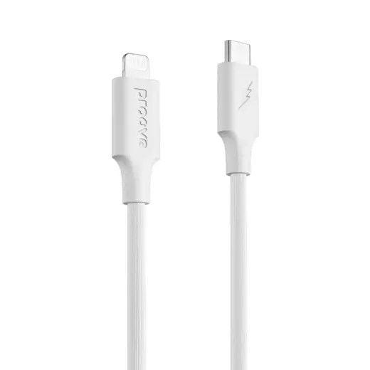 Proove Striped Silicone data transfer and charging cable | USB-C to Lightning | 15W | 1m | white