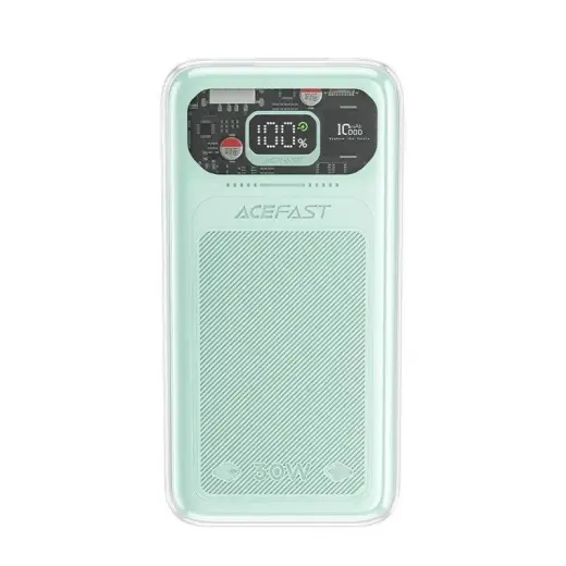 Acefast M1 Sparkling Series external battery (powerbank) | 10000 mAh | 30W | USB-C, USB-A | LED display | green