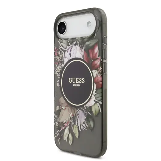 Guess IML Flowers Strap MagSafe Case for iPhone Air Black