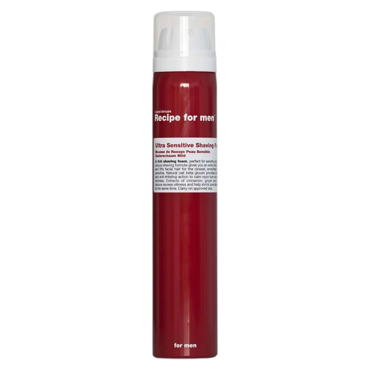 Recipe For Men, Ultra Sensitive Shaving Foam, Energising, Shaving Foam, 100 ml