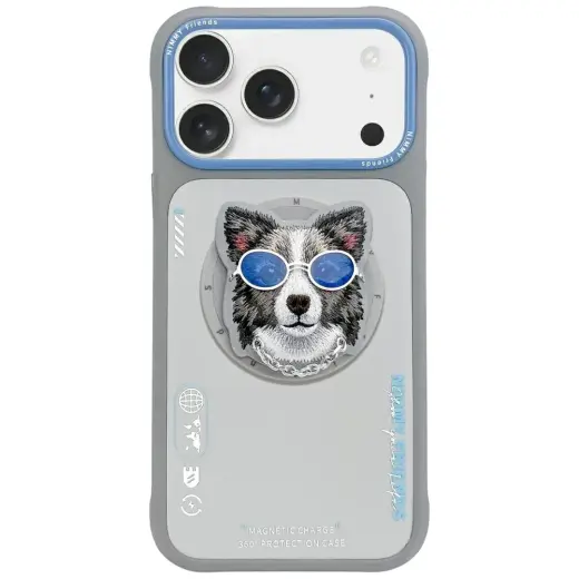 Nimmy Glasses Cool Dog telefoniümbris MagSafe toega, sobib iPhone 17 Pro, hall