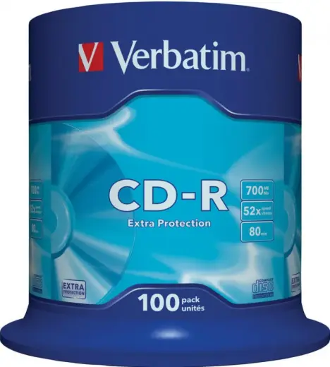 Verbatim CD-R disks 700MB 1x-52x, 100 disku iepakojums, 1x-52x, 1x100x
