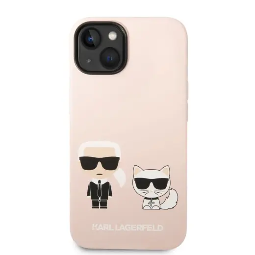 Karl Lagerfeld and Choupette Liquid Silicone phone case for iPhone 14 Plus pink