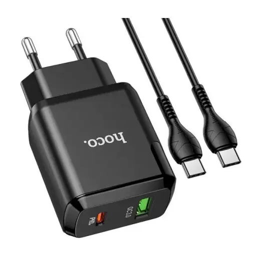 Hoco N5 PD20W universal travel charger USB | 5V | 3A + USB-C cable 1M black