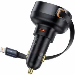 Baseus Enjoyment Pro C00057803111-00 automašīnas lādētājs | 60W | USB-C, Lightning | ar Lightning vadu komplektā | melns