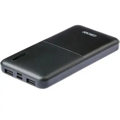 Grixx ārējais akumulators (powerbank) | 10000 mAh | 10W | USB-A, USB-C, Micro USB