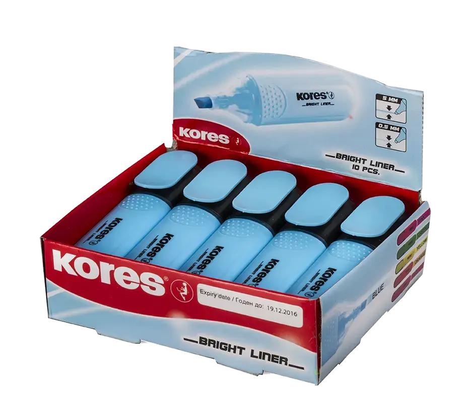 Teksta marķieris KORES BRIGHT LINER zils