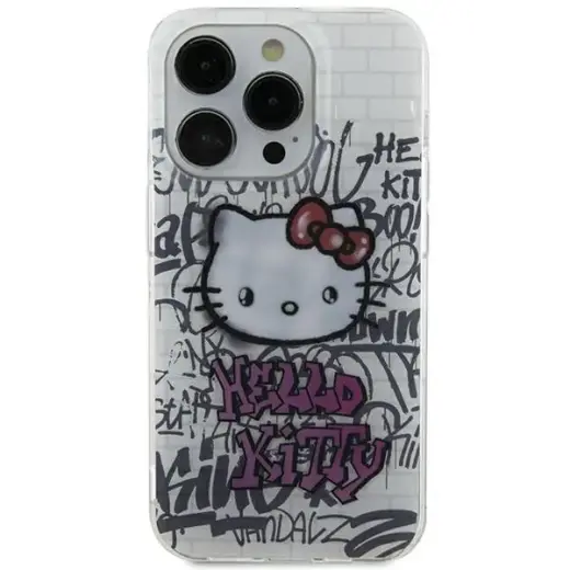 Hello Kitty HKHCP15SHDGPHT iPhone 15 6.1" biały|white hardcase IML Kitty On Bricks Graffiti