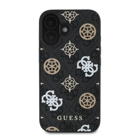 Guess PU 4G Peony MagSafe Case for iPhone 16 Black