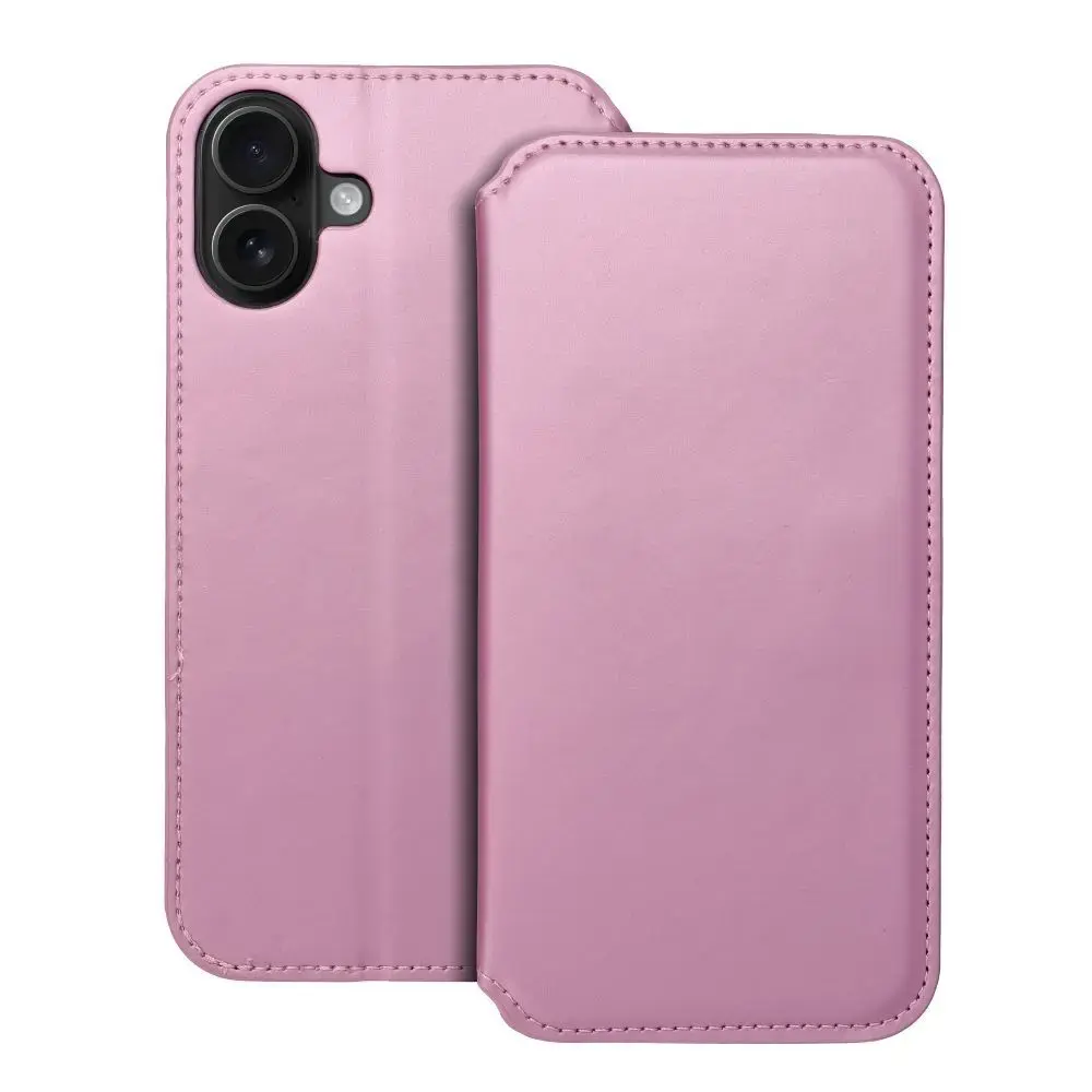 DUAL POCKET grāmatveida maciņš telefonam iPhone 16 Plus rozā