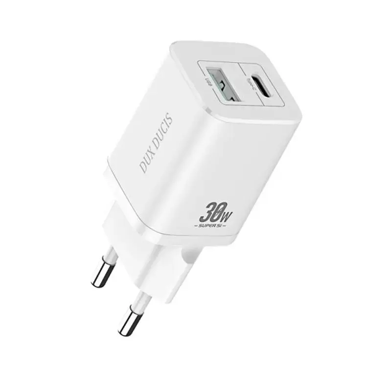 Dux Ducis C80 kelioninis įkroviklis | 30W | PD, QC3.0 | USB-A, USB-C | baltas
