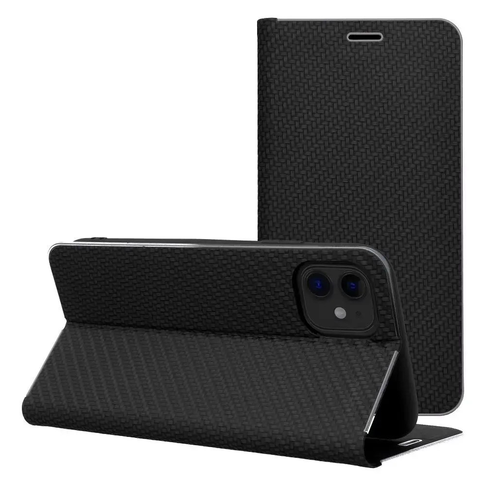 LUNA Book Carbon raamatutüüpi telefoni ümbris iPhone 16e must
