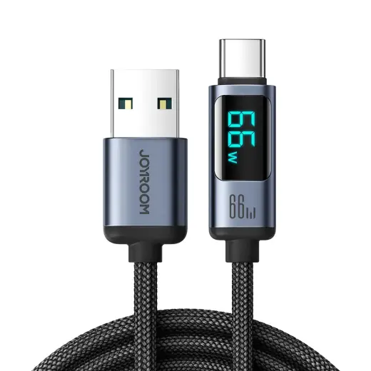 Joyroom S-AC066A16 провод для передачи данных и зарядки | USB-A на USB-C | 66W | с LED дисплеем | 1.2m | черный
