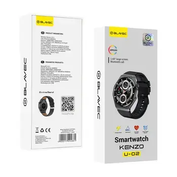 Blavec Smartwatch U-02 Kenzo HD AMOLED Voice Call (SWU0-B) czarny + 1 pasek