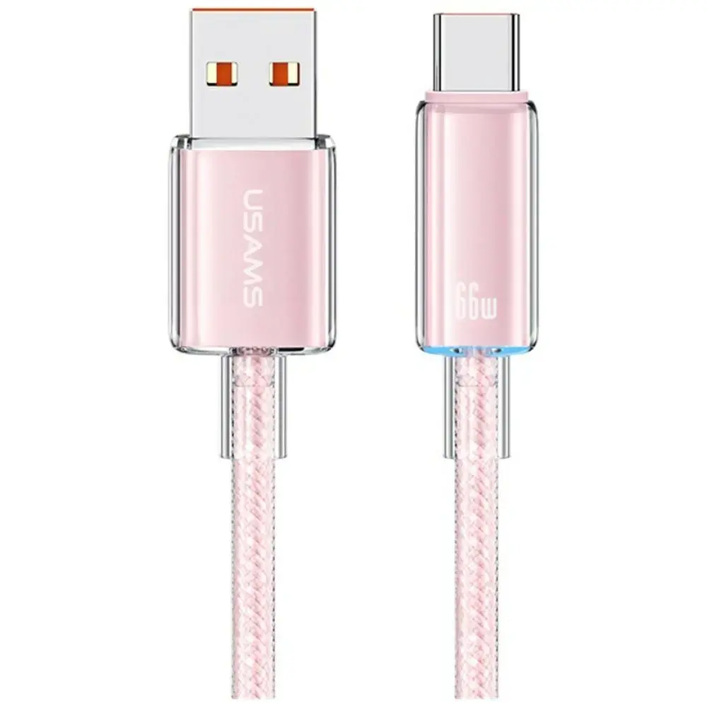 USAMS Cloud Series US-SJ658 data transfer and charging cable | USB-A to USB-C | 30W | 1.2m | pink