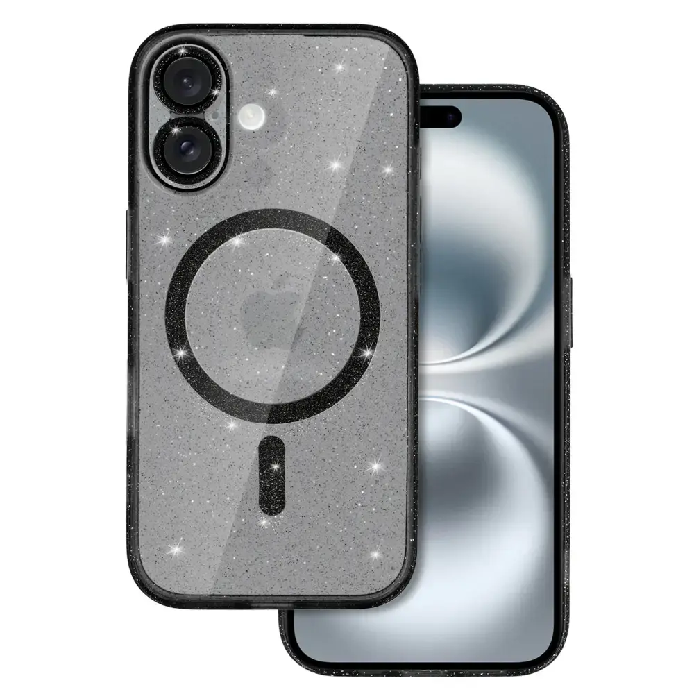Glitter Magsafe Case for Iphone 16 black clear
