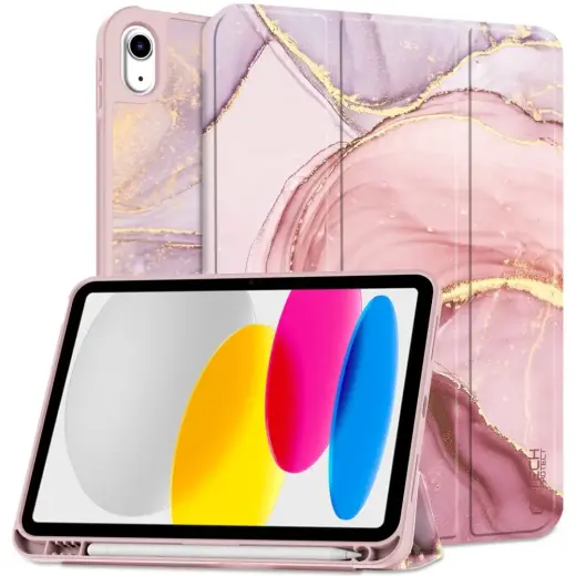Tech-Protect SC Pen case for iPad 10.9" 2022 - pink marble