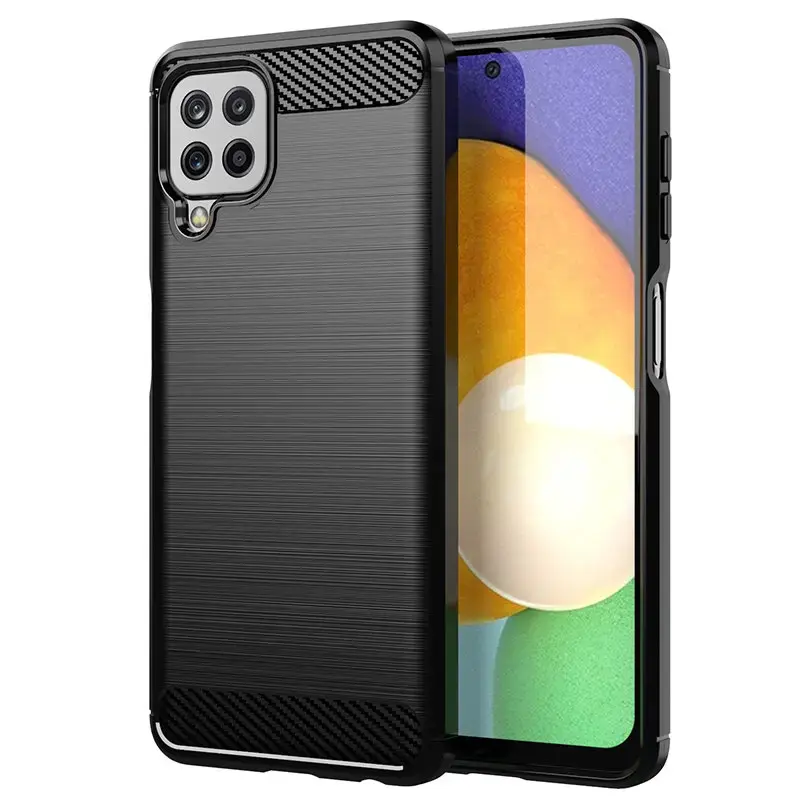 Carbon Case elastīgs maciņš telefonam Samsung Galaxy A22 4G (A225) melns