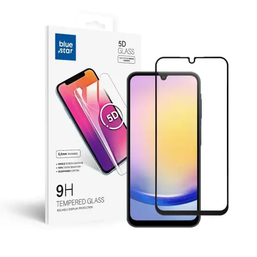 Blue Star 5D aizsargstikls telefonam Samsung Galaxy A25 5G melns