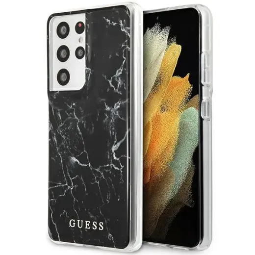Guess GUHCS21LPCUMABK S21 Ultra G998 czarny|black hardcase Marble