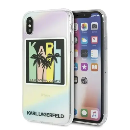 Karl Lagerfeld Grained PU K&CH Heads чехол для телефона для iPhone X | XS черный Kalifornia Dreams