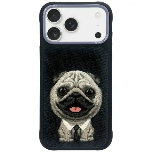 Nimmy Big Eyed Pet 2.0 Dog telefono dėklas, skirtas iPhone 17 Pro, juodos spalvos