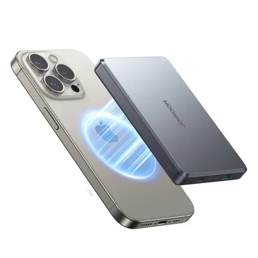 Joyroom JR-PBM08 Pro ārējais akumulators (powerbank) | 10000 mAh | 20W | Lightning, USB-C, Bezvadu, MagSafe | pelēks