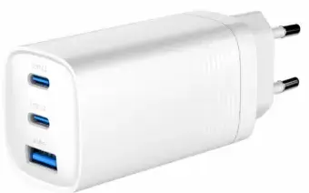 Gembird 3-port tīkla lādētājs | 65W | GaN, PD | USB-A | balts