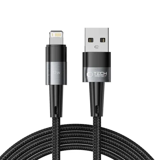 Tech-Protect UltraBoost datu pārraides un uzlādes vads | USB-A uz Lightning | 12W | 2m | pelēks