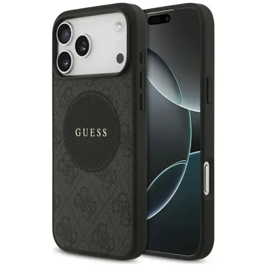 Guess 4G Circle Classic Logo чехол с поддержкой MagSafe для телефона iPhone 17 Pro Max черный