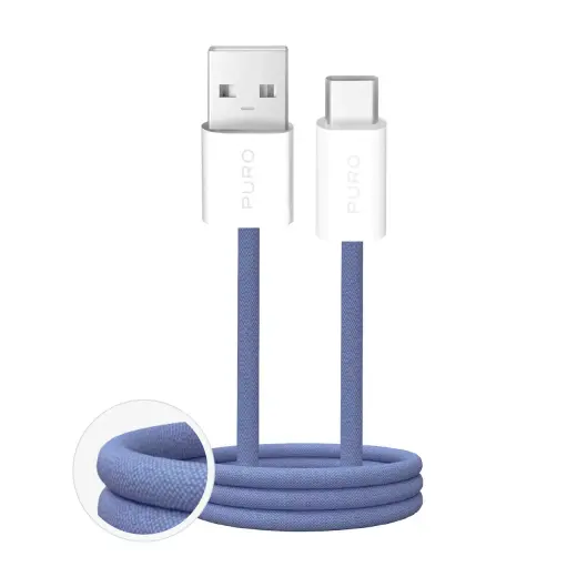 Puro Fabrik 2.0 datu pārraides un uzlādes vads | USB-A uz USB-C | 10W | 1.5m | zils