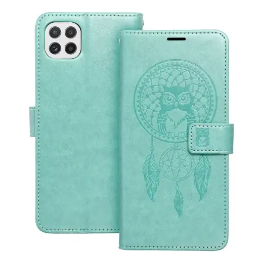 MEZZO dreamcatcher knyginio tipo telefono dėklas Samsung Galaxy A22 5G (A226) žalias