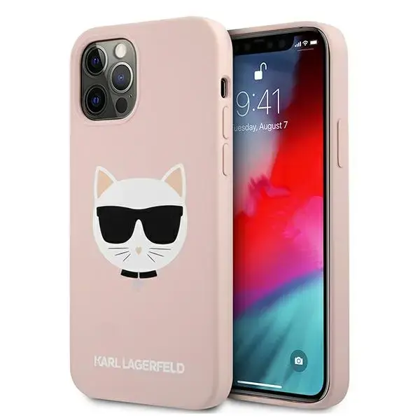 KLHCP12MSLCHLP Karl Lagerfeld Choupette Head Silicone Case for iPhone 12|12 Pro 6.1 Light Pink