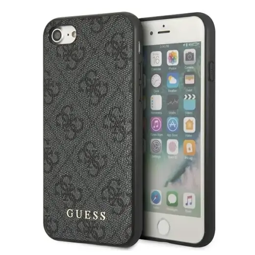 Guess GUHCI8G4GFGR iPhone SE 2022 | 2020 | 7 | 8  szary|grey hard case 4G Metal Gold Logo