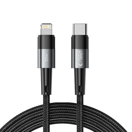 Tech-Protect UltraBoost datu pārraides un uzlādes vads | USB-C uz Lightning | 20W | 2m | pelēks