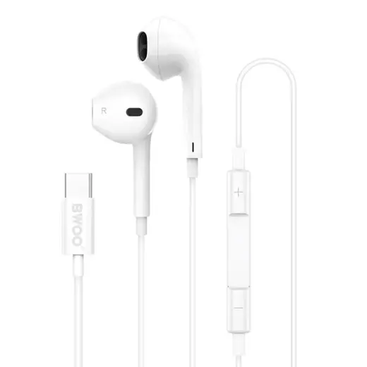 BWOO wired earphones HF175 For iPhone 15 USB-C digital interface white