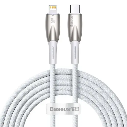 USB-C cable for Lightning Baseus Glimmer Series, 20W, 2m (White)