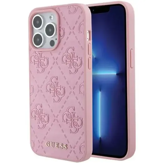 Guess GUHCP15XP4EPMP iPhone 15 Pro Max 6.7" pink|pink hardcase Leather 4G Stamped