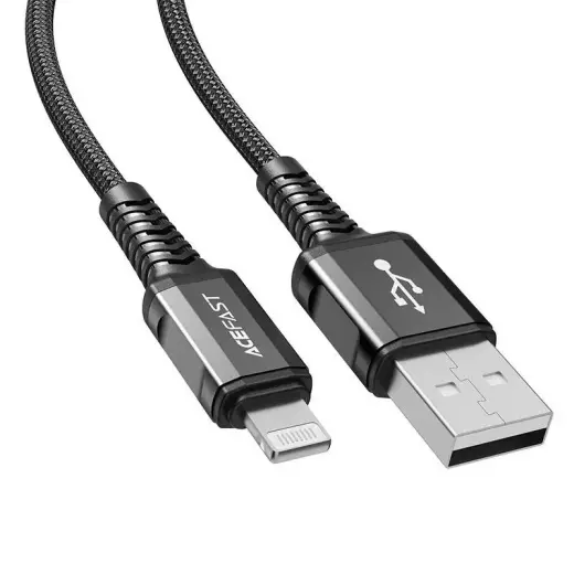 Acefast C1-02 datu pārraides un uzlādes vads | MFI | USB-A uz Lightning | 12W | 1.2m | melns