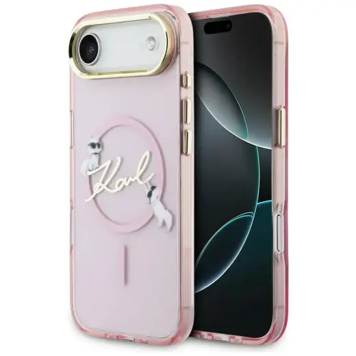 Karl Lagerfeld IML Choupettes Karl Script Logo чехол с поддержкой MagSafe для телефона iPhone 17 Air розовый