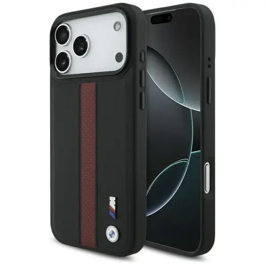 Case BMW M Perforated Stripe Logo MagSafe for iPhone 17 Pro Max red