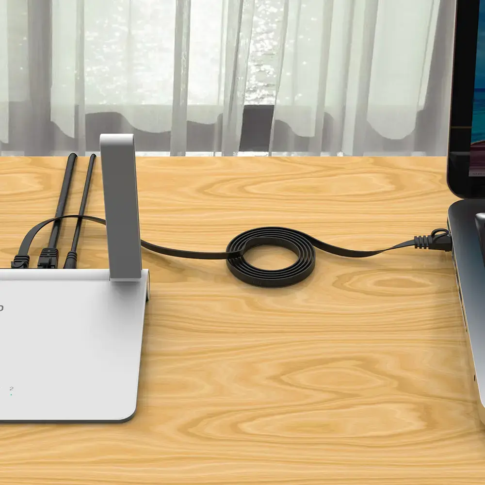 Kabel sieciowy Ethernet Orico PUG-C7B CAT7 10Gbps RJ45 internetowy LAN płaski 1 m - czarny